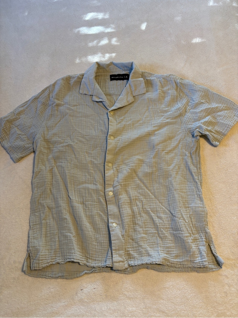 Abercrombie & Fitch Light Blue Short-Sleeve Button-Down Camp Shirt